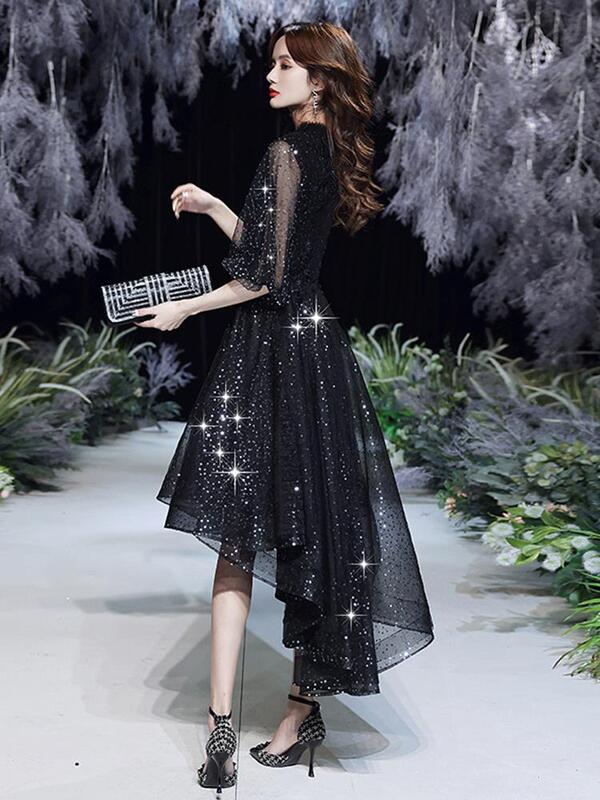 Black Sequin French Evening Dress for Women 2026 New Style Elegant Banquet Host High-End Luxury Niche Black Sequin French Evening Dress for Women 2026 New Style Elegant Banquet Host High-End Luxury Niche