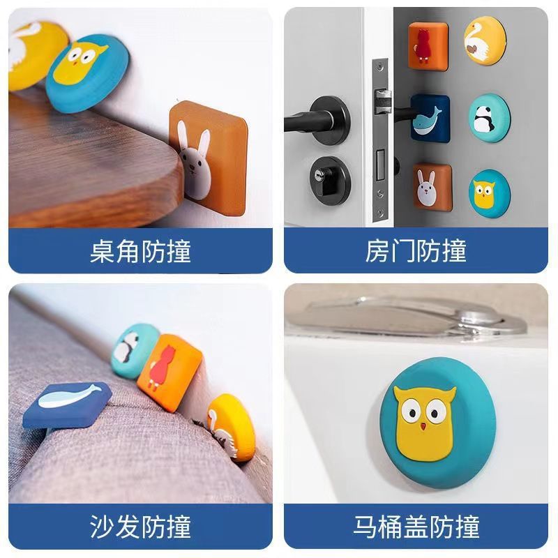 Manija de la puerta estera anticolisión puerta del refrigerador de silicona pared trasera anticolisión pegatinas creativas ventosa Cubierta protectora de la pared pegatinas anticolisión