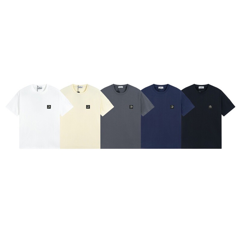 Stne Island Stone Island Chest Embroidered Badge Short-Sleeve T-Shirt Unisex Loose Round-Neck Top
