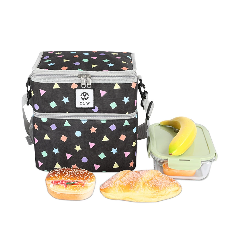 Double-layer capacious travel thermal bag, lunch box bag