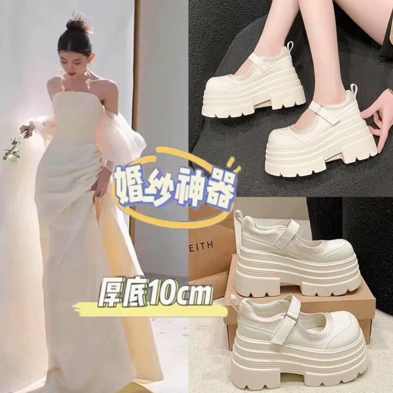10cm Bridal Magic Thick-Soled Loafers 2025 Spring New Style Height-Increasing Leather Shoes for Petite Women with a Big Toe and Platform Sole 10cm Bridal Magic Thick-Soled Loafers 2025 Spring New Style Height-Increasing Leather Shoes for Petite Women with a Big Toe and Platform Sole