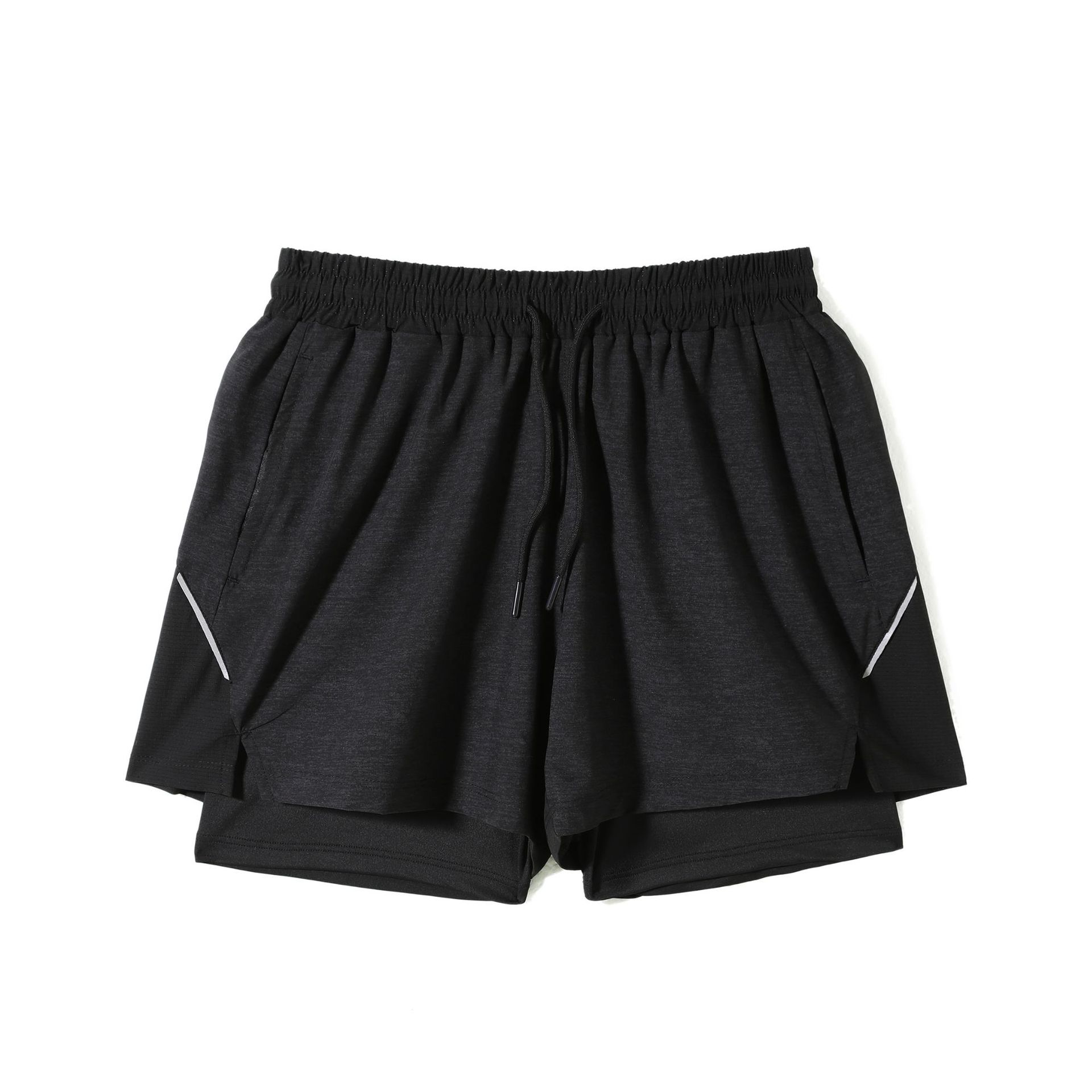 Pantalones cortos deportivos de doble capa de cuatro puntos para hombres, pantalones cortos de entrenamiento de baloncesto, pantalones cortos de entrenamiento de baloncesto