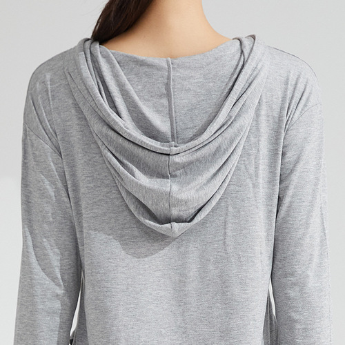 Quick-drying yoga and fitness hoodie t-shirt top, thin yoga top with long sleeves, yoga wear, fitness apparel.
