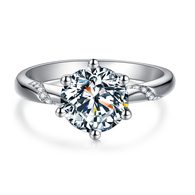 Diamond Wedding Ring For Women, Classic Six Claw Opening Ring_voghion.com
