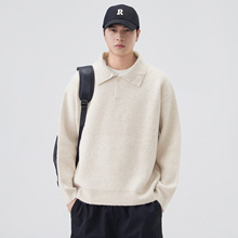 翻领针织衫男士秋冬季纯色高级感款式简约时尚毛衣男慵懒毛线衣潮