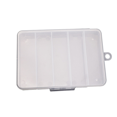 Lure five-grid box Lure bait box transparent plastic bait box fishing box black transparent large, medium and small five-grid box