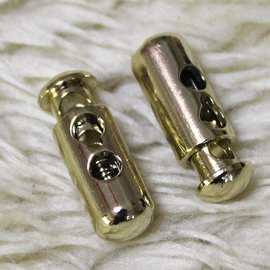 厂家直销环保广东金锌合金属绳扣 弹簧扣 圆柱双孔弹簧扣调节扣