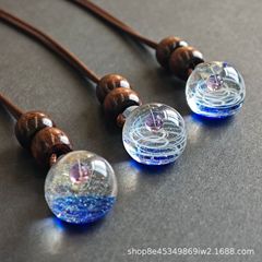 Shanye Creation ボールビンゴ ガラスペンダント 宇宙星空ボールネックレス カップル親友バレンタインデーギフト