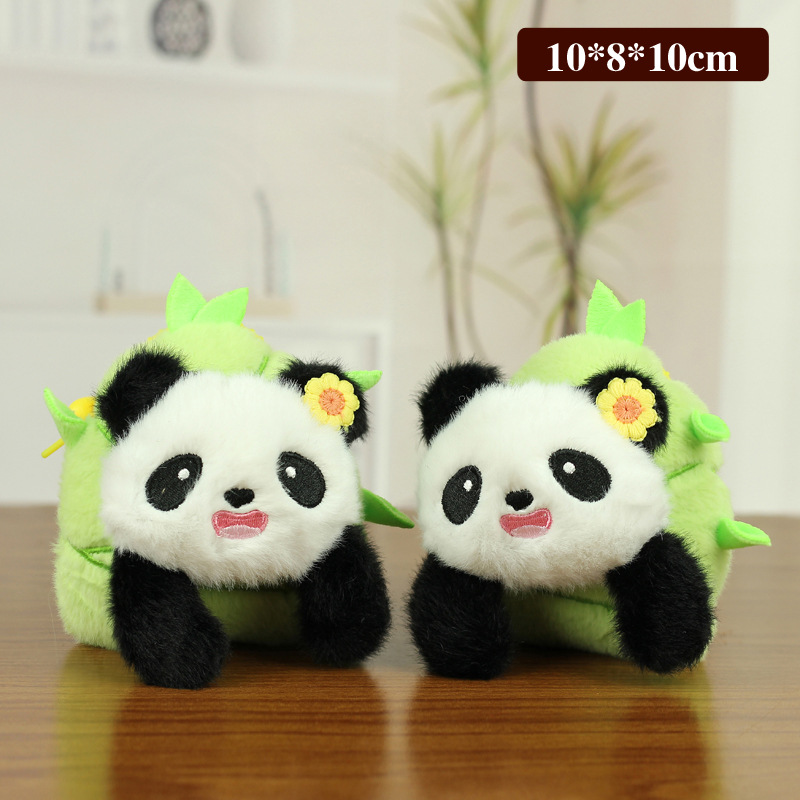 Red popularidad adorable brotes de bambú pequeño panda colgante juguetes de peluche muñeca bolsos colgantes llaveros muñecas de tela