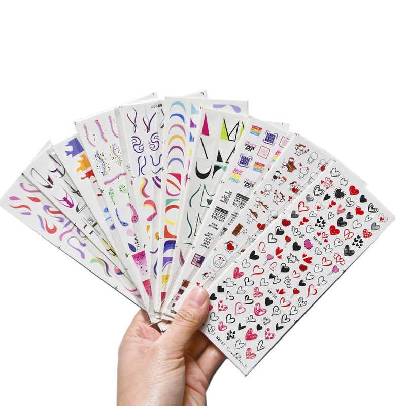 120 Nail Art Water Transfer Sticker Set Color French Abstract Art Streaming Love Nail Sticker Zhang