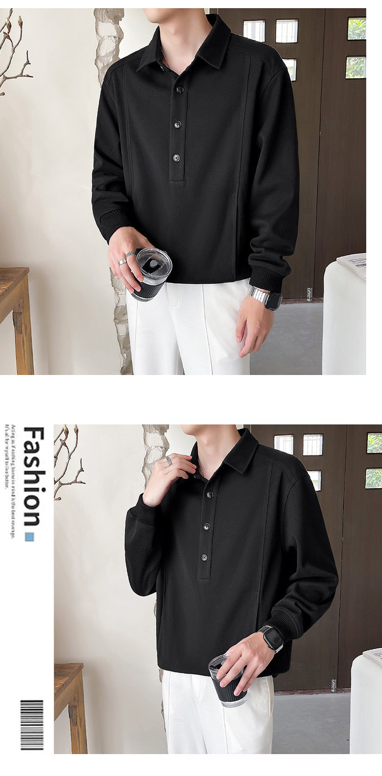 Jesenski in zimski priložnostni enobarvni pulover s kapuco in reverjem za moške_voghion.com