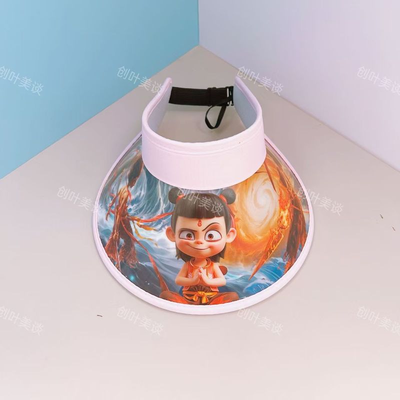 新しい 3D 子供用日よけ帽子抗 UV 屋外大きなつば空のトップ日よけ帽子漫画アニメーション日焼け止め帽子|undefined