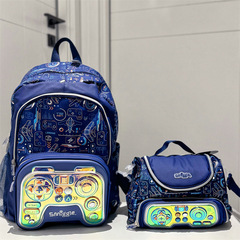 澳洲Smiggle書包藍色遊戲機手柄雙肩包學生水杯背包保溫餐包套裝