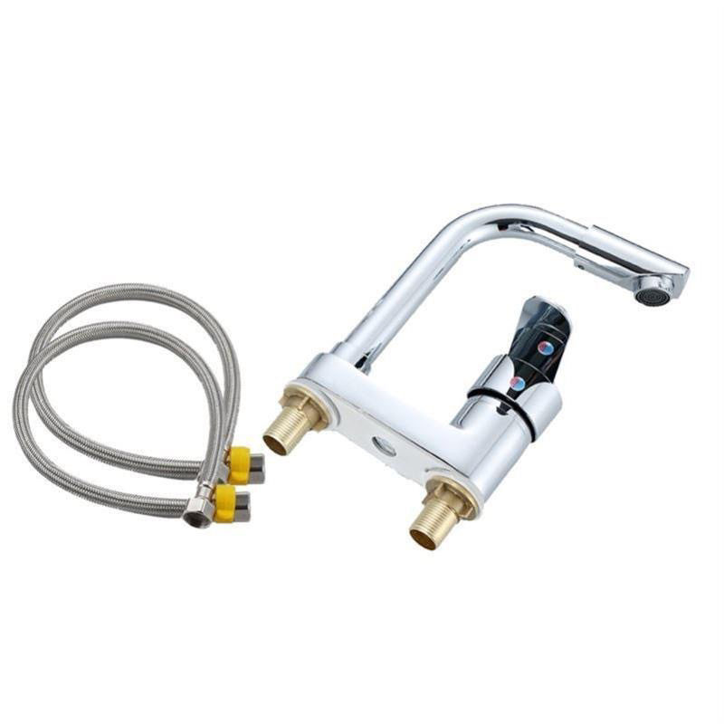 Baño, lavabo, lavabo, grifo de agua fría y caliente de tres orificios, cuerpo de cobre, tocador, mesa, doble orificio, fábrica al por mayor