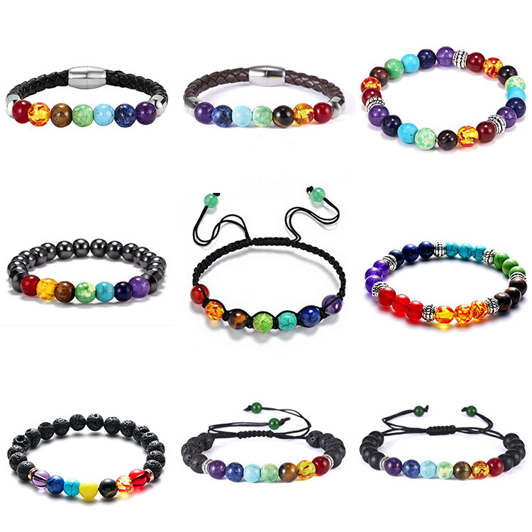 Korean fashion creative seven-color rainbow men and women woven bracelet adjustable bracelet Factory Direct in stock wholesale