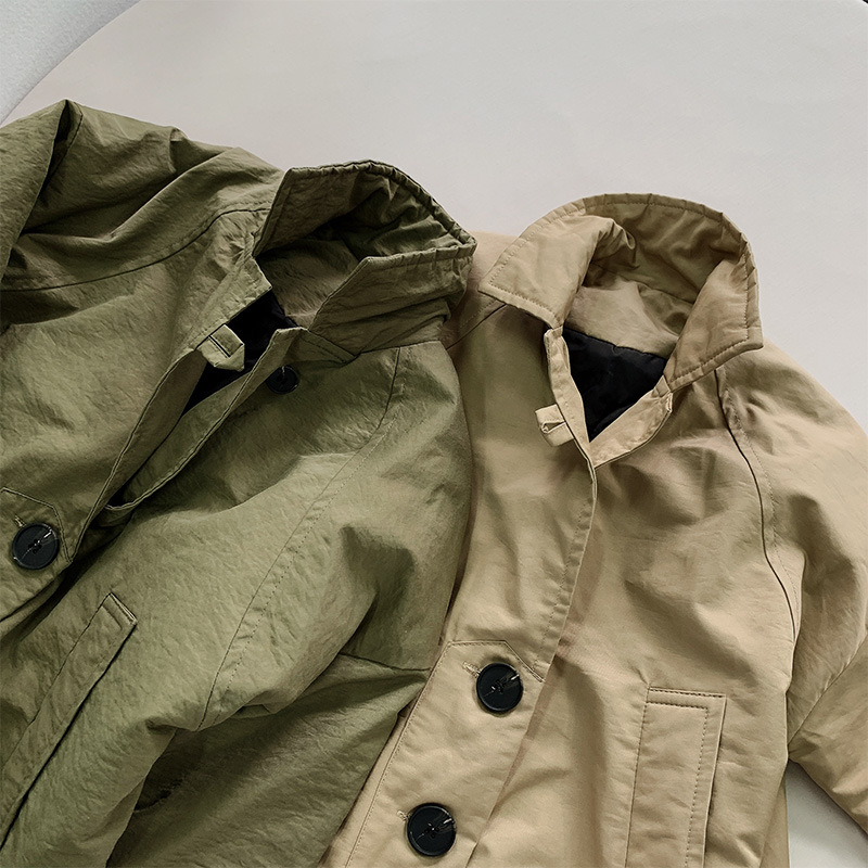 Gabardina de algodón para niños de media longitud de estilo coreano 2024 primavera y otoño para niños y niñas gabardina acolchada ropa infantil personalizada
