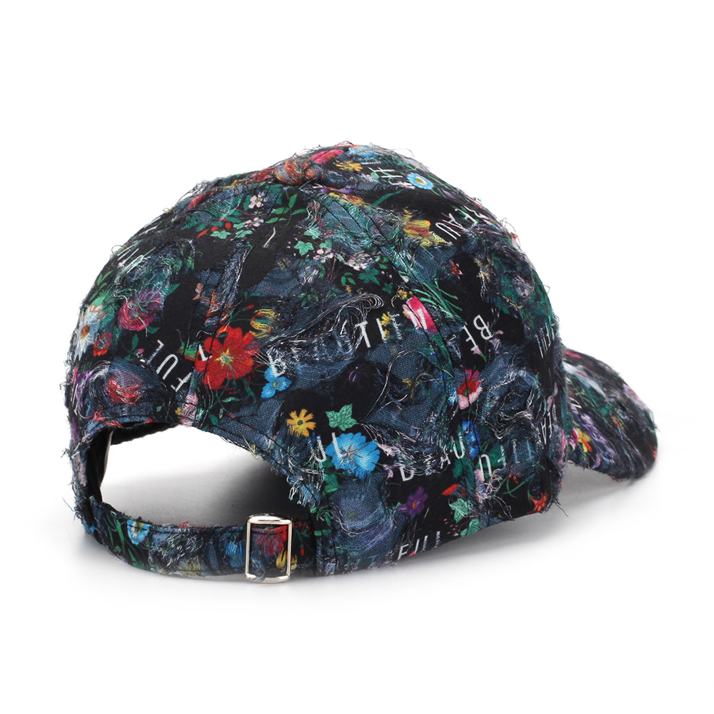 Ethnic Style Personalized Floral Print Hat, Women's Baseball Outdoor Sun Protection Cap, English Letter Duckbill Cap_voghion.com