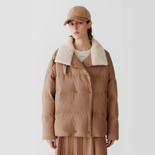 小禾同源2025冬季新款羊羔毛领90白鹅绒骆驼绒鹅绒服加厚休闲外套