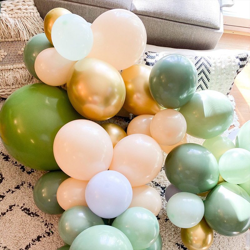 Retro Contrast Color Latex Olive Green Balloon Set display picture 4