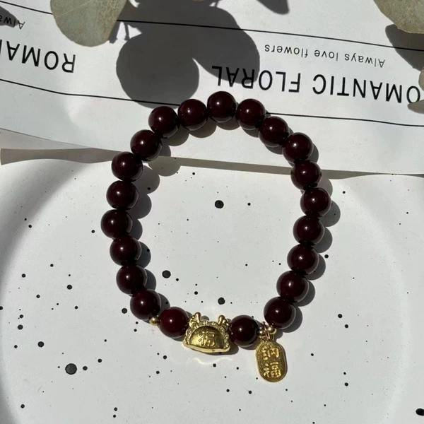 S161-Cinnabar Red Rags and Favor Dragon Dumpling Bracelet #SZ339
