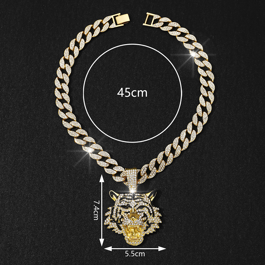 37g Weight Zinc Alloy Pendant Material Pendant Necklace Classification Zinc Alloy Chain Material Alloy Tiger Pendant Necklace