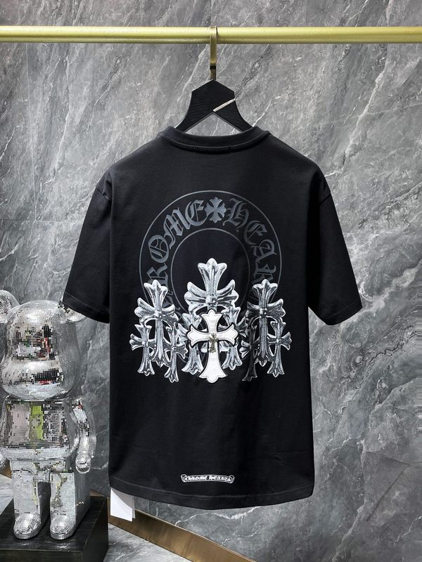 24クロスボーダートレンディブランドCh Crow*Horseshoe SanskritラウンドネックTシャツ半袖万能男女Tシャツスポット卸売|undefined