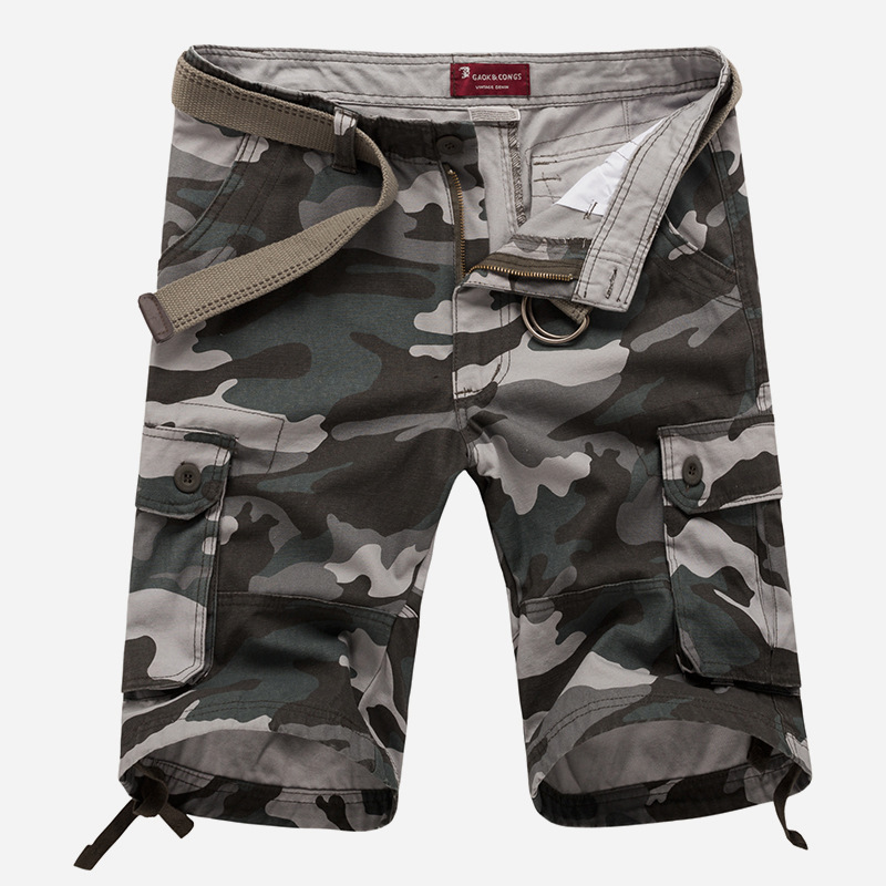 Camuflaje multi-Bolsillo ropa de trabajo pantalones cortos de camuflaje de los hombres de moda estilo militar americano resistente al desgaste verano quinto Pantalones