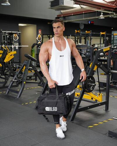 Muscle Fitness Brother Men's Sport Solid Color Backless Top Casual Training Breathable Elastic Casual Sleeveless V-Neck Top