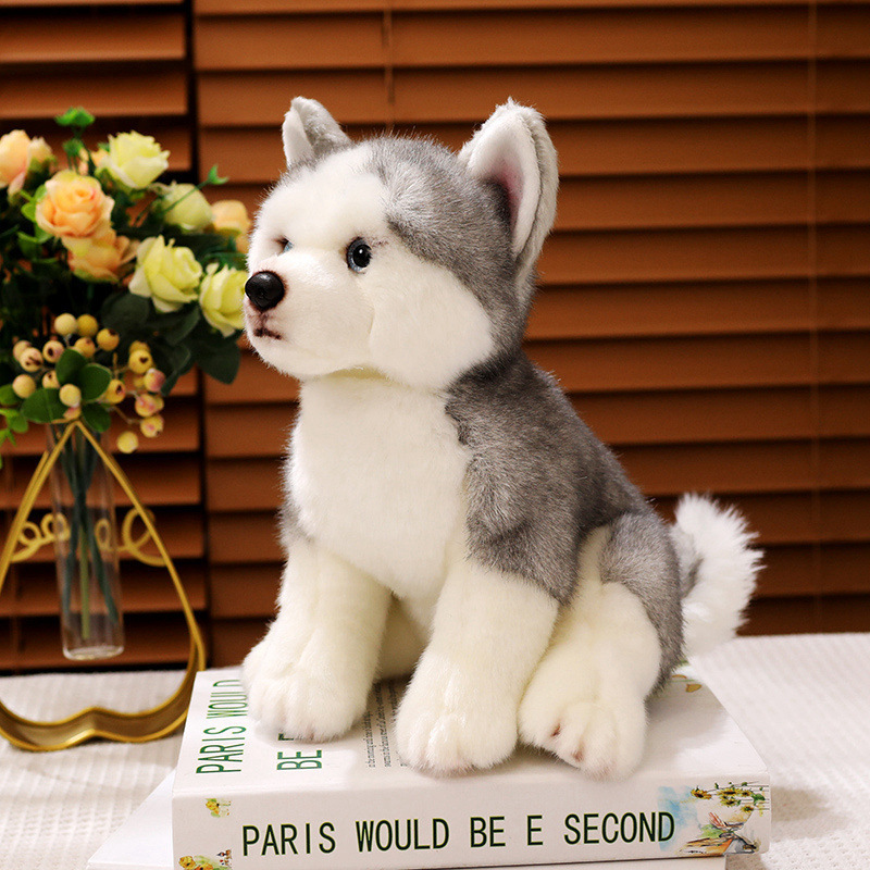 Simulación muñeca Husky juguetes de peluche sentados muñeca de perro muñeca de tela muñeca pequeña regalo para niños image 2