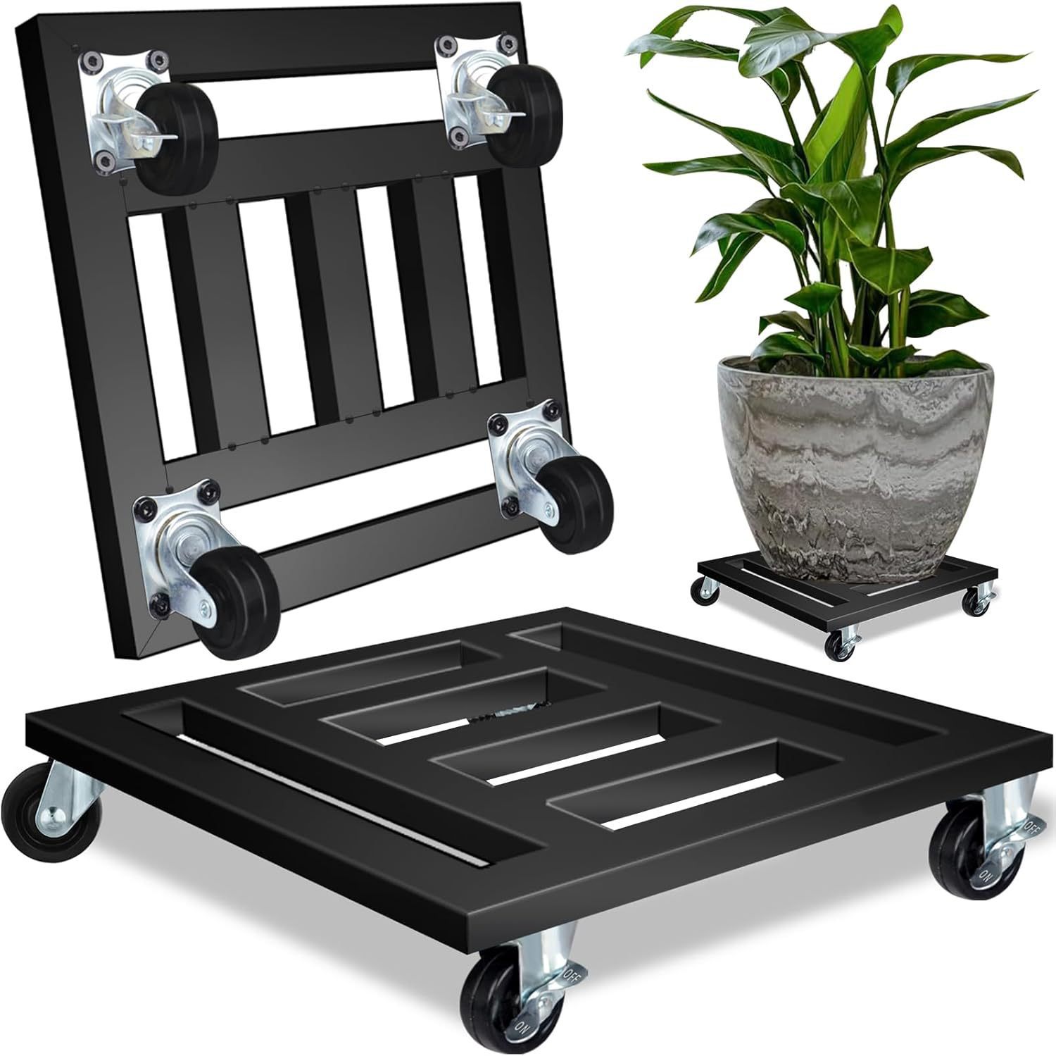 Amazon Cross-Border Movable Flower Stand Flower Pot Potted Green Plant Base with Wheels Bracket