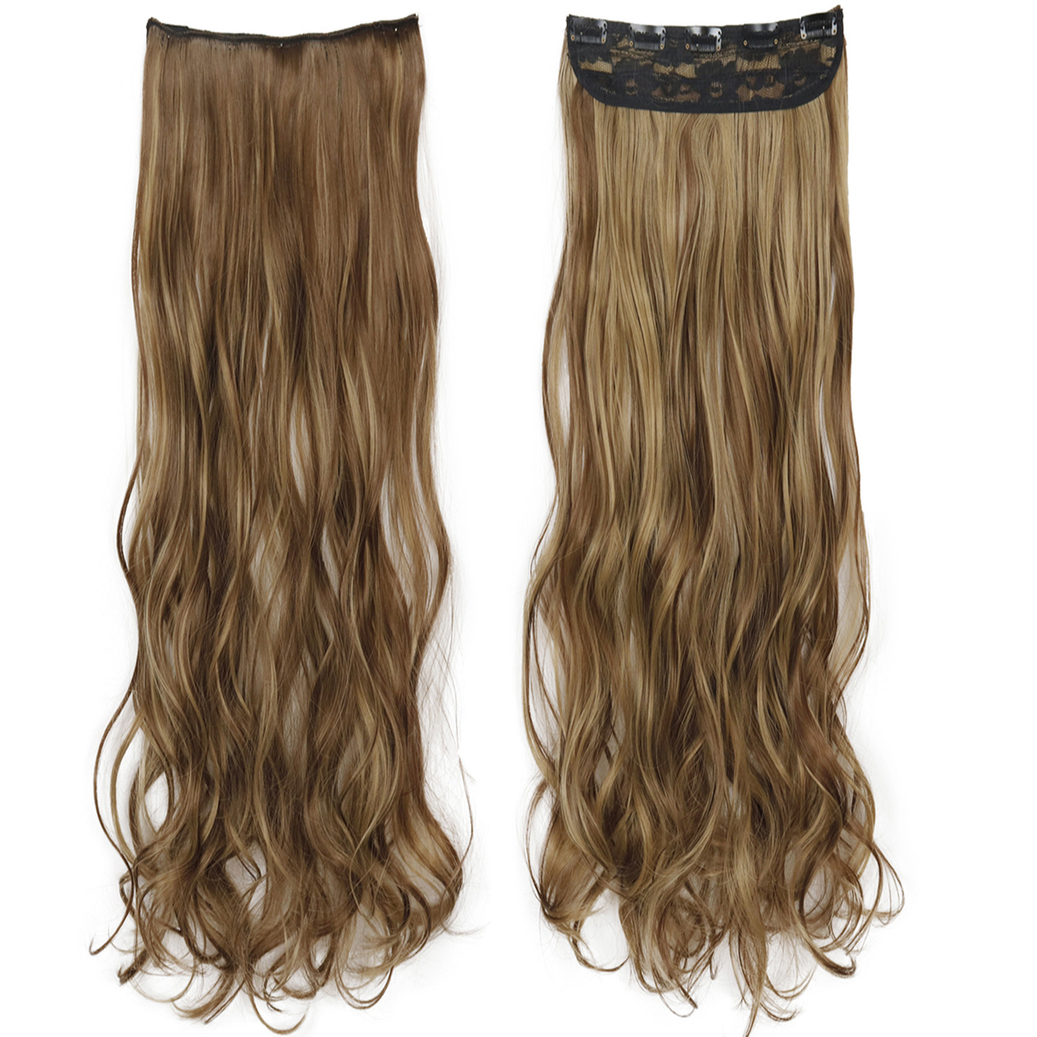 Exalargo de 80 cm, extensión de cabello de peluca, cabello rizado de una pieza de cinco cartas, extensión de cabello de fibra química, filamento de alta temperatura, cabello largo y rizado