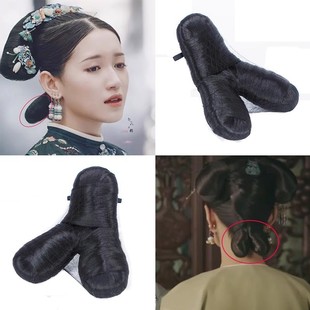 Ancient Wig Flag Head Wig Ancient Qing Dynasty Gege Dovetail Bun Palace Flag Head Accessories Bride Xiuhe Dovetail