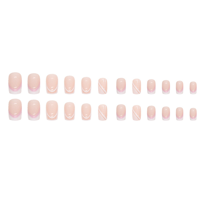Sweet Elegant Nude Nail Art Simple Gentle Mid-length European Square Fake Nail ins Style Wear Armor