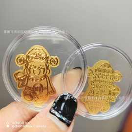 999足金手机贴招财财库2mg黄金片金箔金片财神公主请发财新年礼品