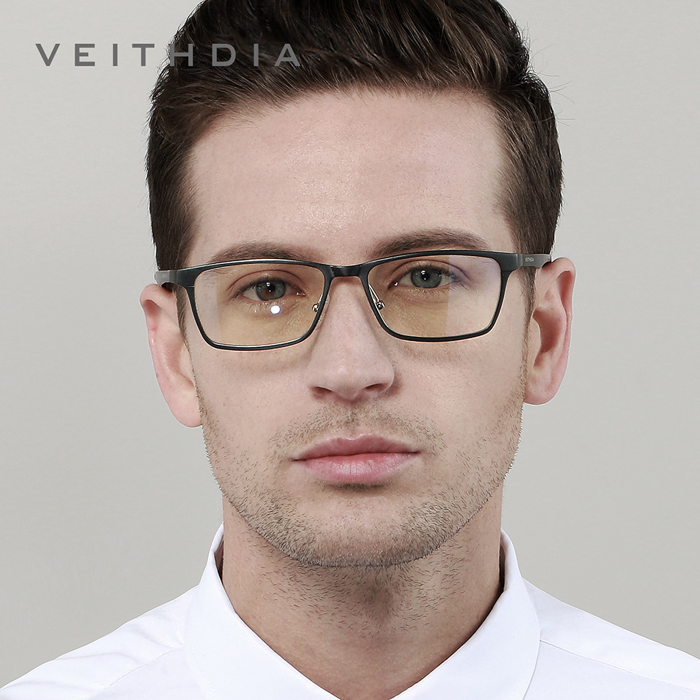 Marco de apertura de marco completo aluminio magnesio anti-luz azul espejo óptico de miopía marco hombre cuadrado simple negocio cómodo 8706