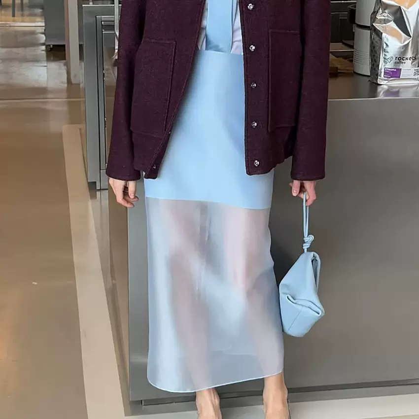 夏季新款设计感透视高腰半身裙女2025时尚气质休闲通勤欧美风跨境