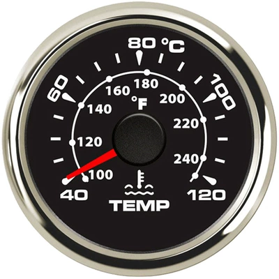 52mm pointer thermometer automobile instrument - silver-edge-black-background-pointer-1