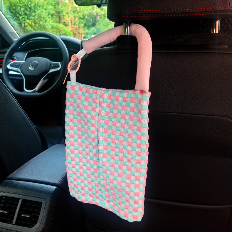 Caja de pañuelos para coche, tela, silla para coche, respaldo, caja de dibujo colgante, bolsa de pañuelos de doble uso para coche lindo creativo