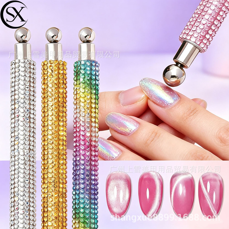 Shangxue•Cross-border Nail Art Diamond-Embedded Double-Headed Magnet Stick Cat Eye Nail Polish Gel Magnet Pen Multifunctional Ballpoint Magnet Shangxue•Cross-border Nail Art Diamond-Embedded Double-Headed Magnet Stick Cat Eye Nail Polish Gel Magnet Pen Multifunctional Ballpoint Magnet