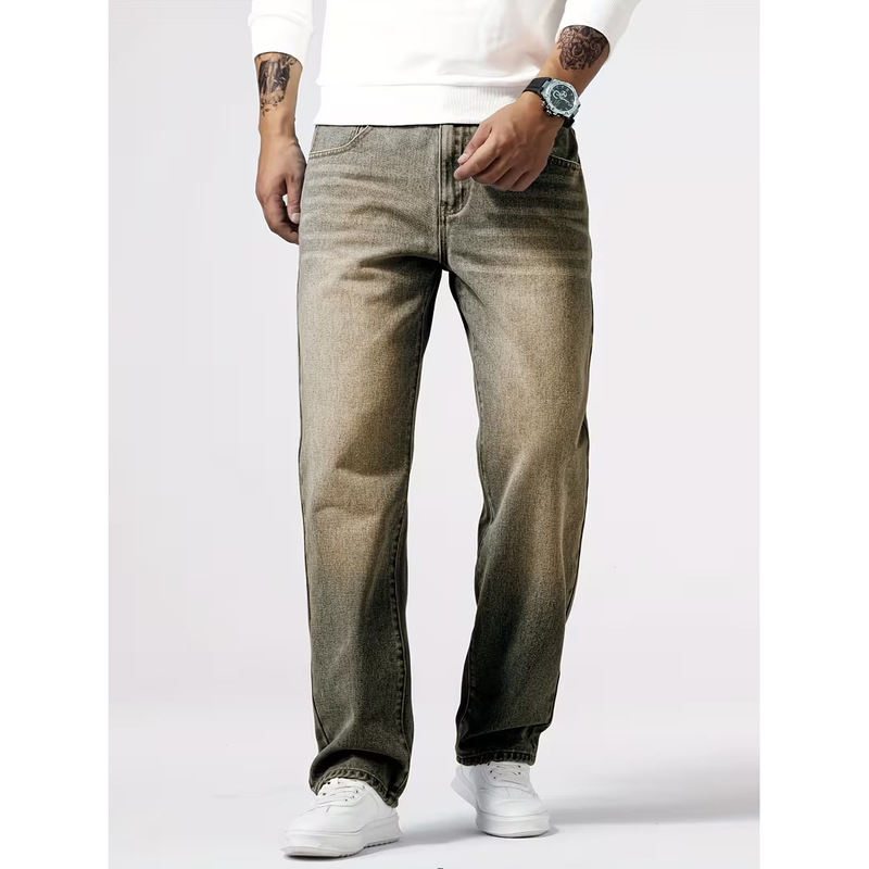 American-Style Casual Trendy Retro Distressed Jeans for Men, Loose Straight-Leg, Unique Cross-Border Version Pants Hb14023 American-Style Casual Trendy Retro Distressed Jeans for Men, Loose Straight-Leg, Unique Cross-Border Version Pants Hb14023