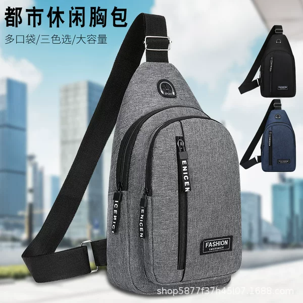Multi-Pocket Large-Capacity Crossbody Bag Outdoor Casual Men's Chest Bag Waist Bag Simple Stylish Small Backpack Wholesale
