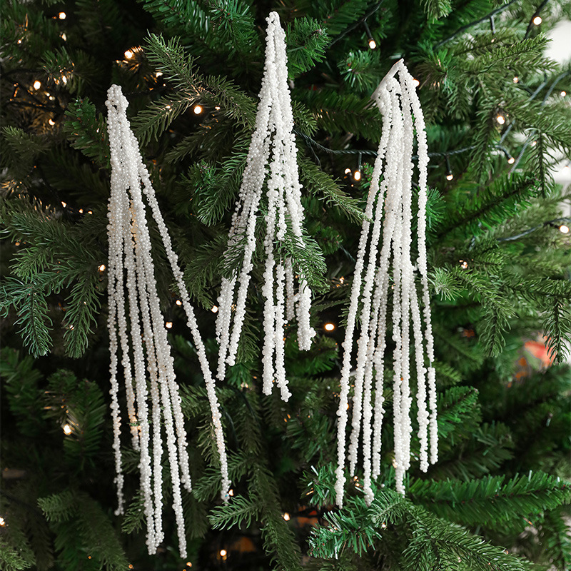 Nuevo tipo de perla blanca de palos de trigo perlas de plástico ligero de lujo árbol de Navidad perlas de imitación decoración de guirnaldas