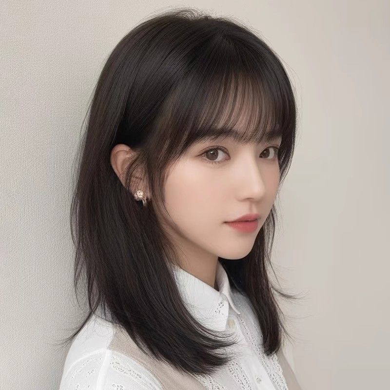 假发女长发全头套夏季轻薄锁骨发真人发丝自然减龄中长发假发头套|undefined