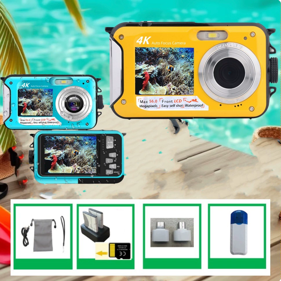 Automatic videocamera, waterproof digital camera, screen, English version