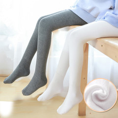 Autumn and winter thin velvet white pantyhose dragon claw wool cotton children's brushed leggings with feet and velvet girls dance socks