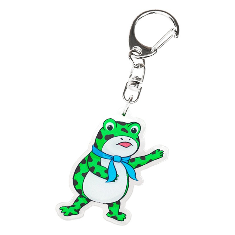 Internet celebridad lindo solitario rana de dibujos animados acrílico llavero colgante bolsa auricular caso pequeño colgante llavero