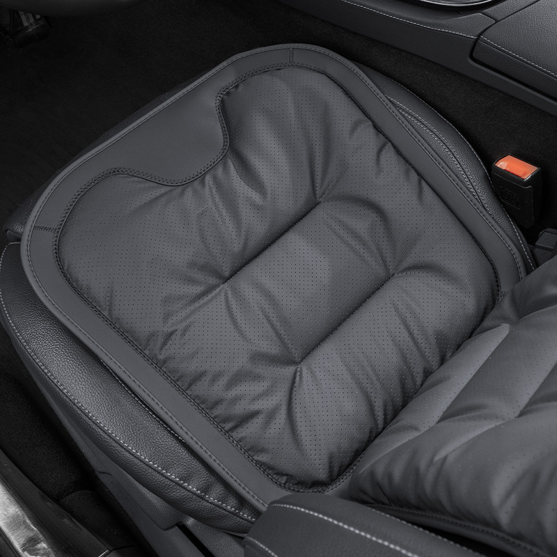 Qìchē Nappa Leather Summer Single Piece Ventilated Car Seat Cushion (Seat cushion, seat cover) - premium-black-nappa-leather-perforated-non-slip-breathable-single-cushion