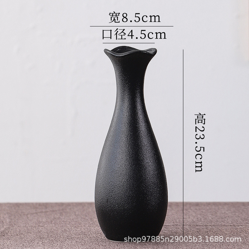 Zhenmao モダンなブラックセラミック花瓶リビングルームフラワーアレンジメント装飾品ライト高級ハイエンドフラワーアレンジメント装飾ドライフラワー|undefined