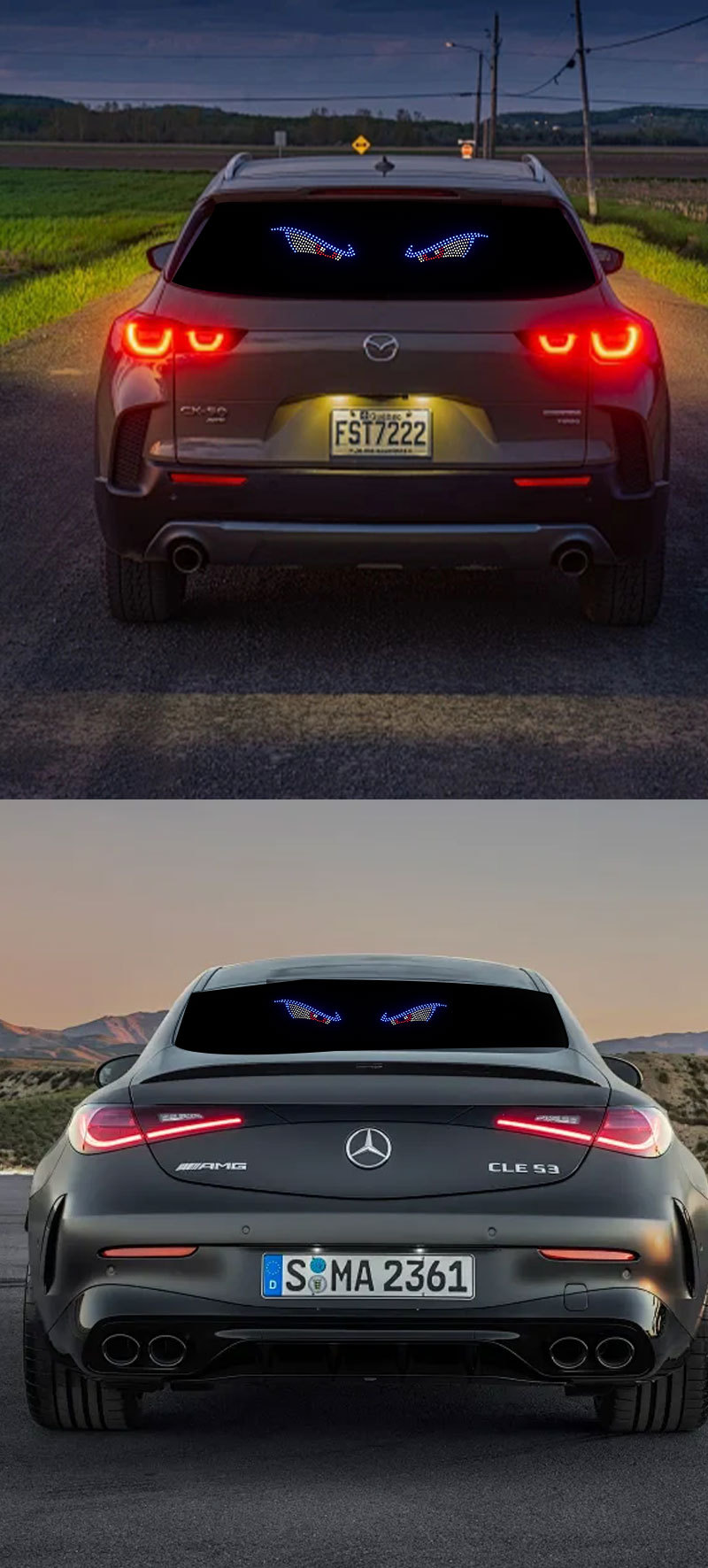 New Devil Eye Car Led Decorative Light Modified Kazilan Big Eye Light Personalized Decoration 11 Modes USB