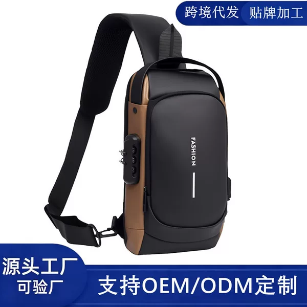 Cross-Border Men's Chest Bag with Anti-Theft Password Lock, Casual Crossbody Bag, Fashionable USB Large-Capacity Outdoor Motorcycle Backpack
